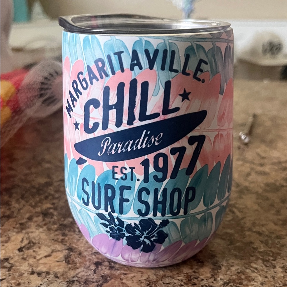 Margaritaville Chill Paradise Surf Shop Wine Tumbler